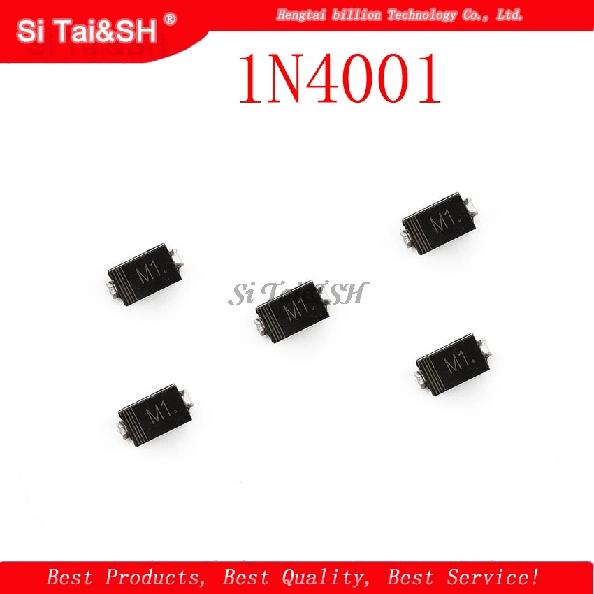 100PCS 1N4001 M1 1N4004 M4 1N4007 M7 FR107 RS1M SMA Rectifier diode FR207 RS2M HER108 US1M SF18 ES1J SF14 ES1D DO-214AC | Электронные