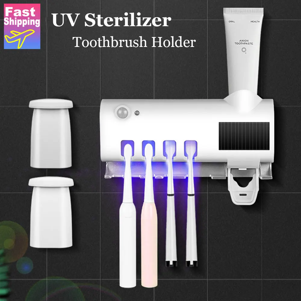 

Hot Sale UV Toothbrush Holder Solar Energy Charge Sterilizer Automatic Toothpaste Dispenser Squeezers Home Bathroom Accessories