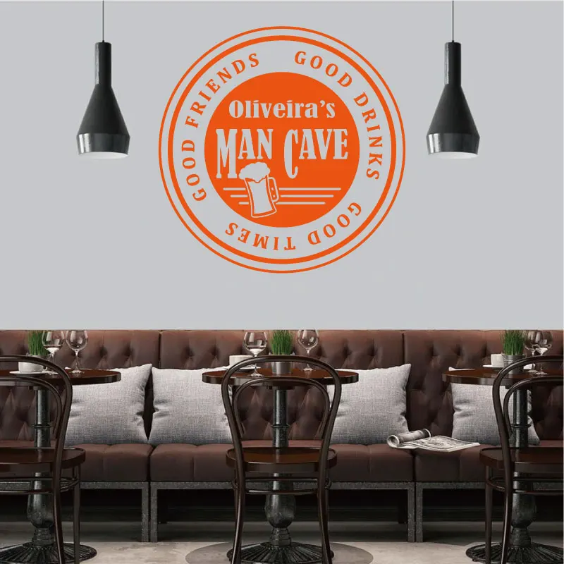 Customizable name man cave wall stickers pub party bar shop sign counter window showcase door decoration vinyl decals men gifts