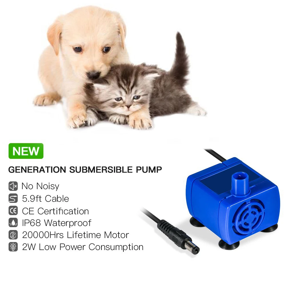 Pet Cat Electric Water Pump Silent Submersible Electric Drinking Fountain Water Pump Replacement Pet Product