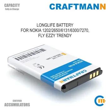 

Craftmann Battery (Li-ion, 900mAh) for Nokia 1202/2650/6131/6300/7270, FLY EZZY TRENDY (BL-4C/SL241/BL4017/BL4505/CP10/BL-4V)