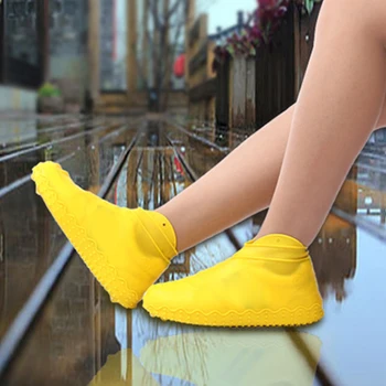

1 Pair Shoe Covers Silicone Non-Slip Elastic Waterproof Outdoor Fashion Portable Overshoes Cycling Protective Dustproof Reusable