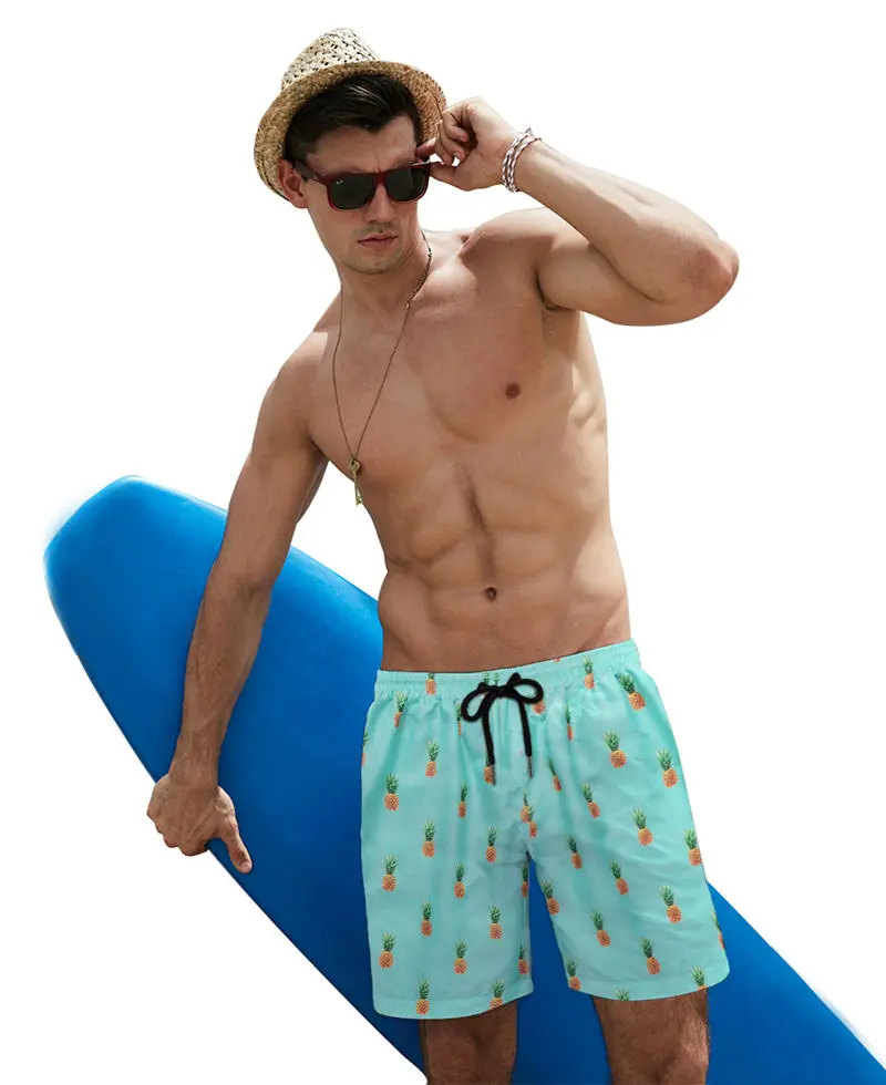 beach shorts Новинка, мужские рубашки+ шорты, набор, забавный, 3D, ананас, мужские Гавайские рубашки и шорты, набор, летний, пляжный, праздничный, Повседневный, мужские комплекты одежды - Цвет: beach shorts