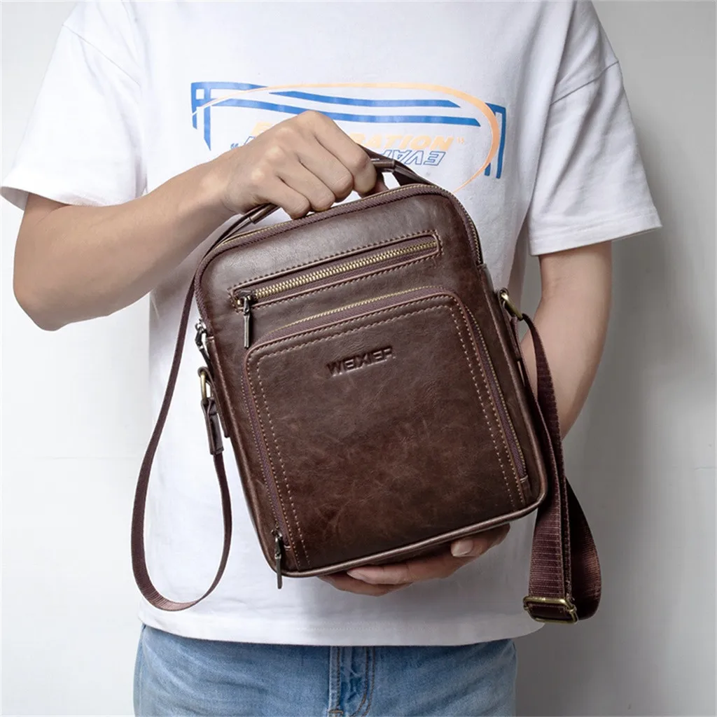 Aelicy Men Casual Vintage Shoulder Bag Designer Handbags High Quality Small Leather Solid Color Designer Handbag High Quality