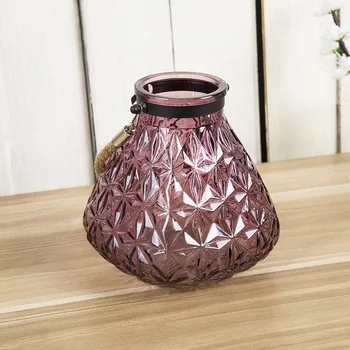 

European-Style Colored Glass Vase Grow in Water Simple Glass Transparent Flowers Dried Flowers Flower Arrangement Living Room