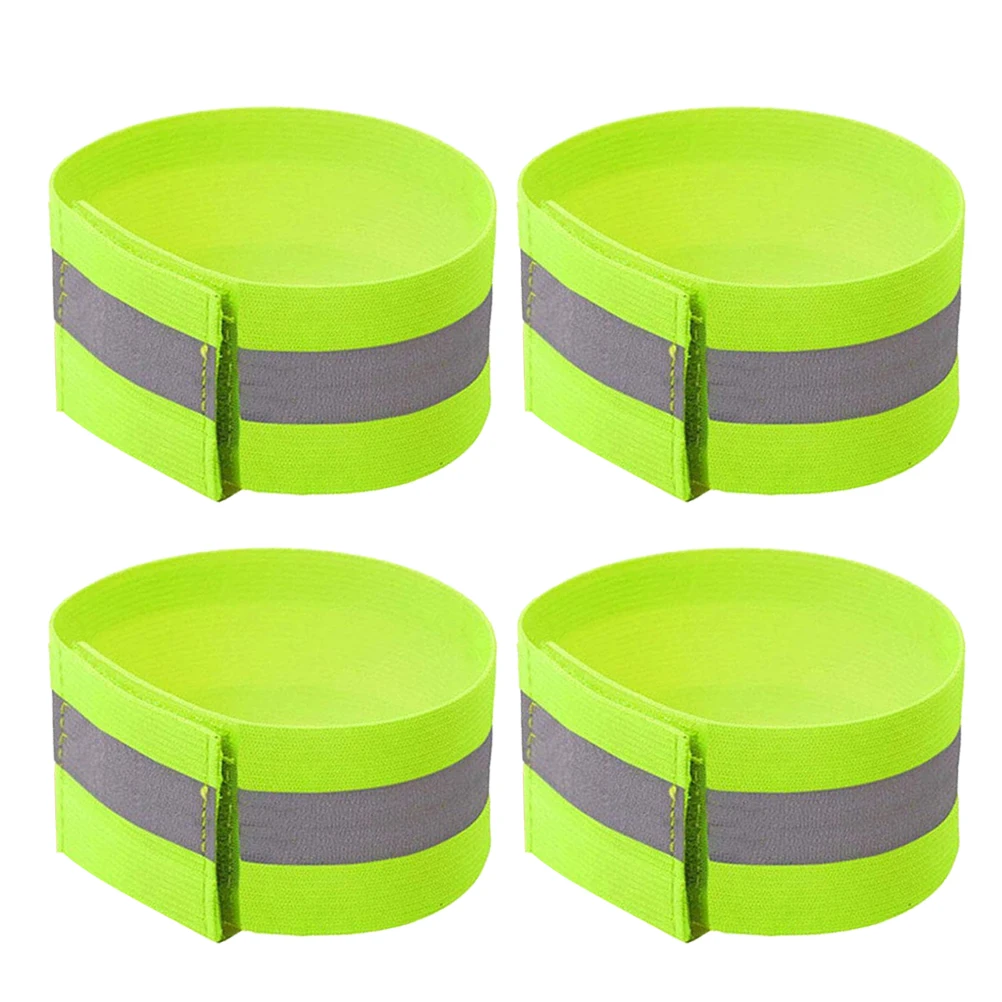 2/4/6Pcs Reflective Bands for Wrist Arm Ankle Leg High Visibility Reflective Running Gear Safety Riding Belt Wrist Leg Straps - Цвет: 4Pcs Green