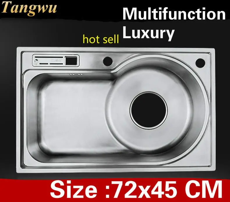 

Free shipping Apartment big luxury kitchen single trough sink vogue do the dishes 304 stainless steel hot sell 720x450 MM