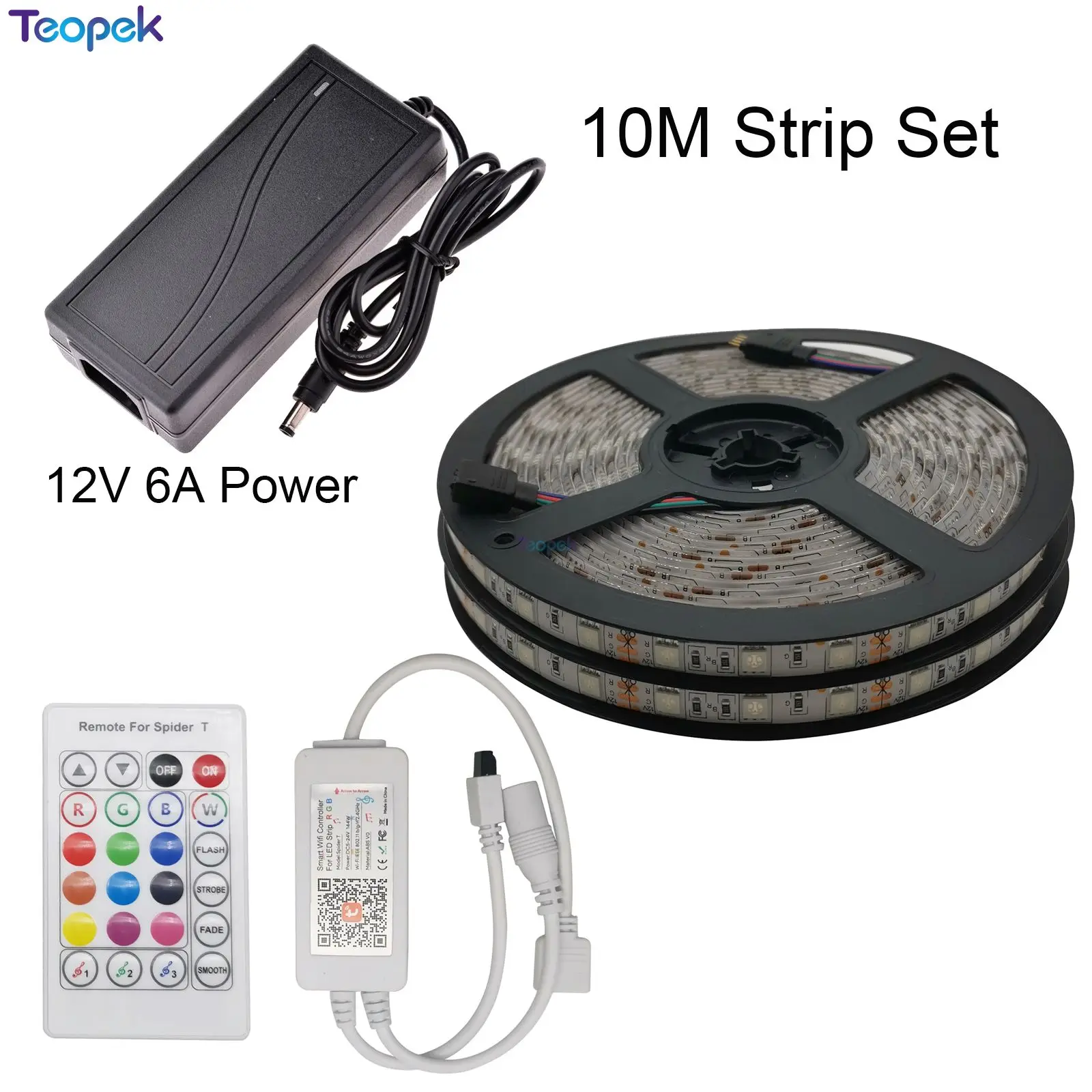5 м 10 м RGB набор светодиодных лент 5050 SMD гибкий светодиодный ленточный+ Tuya Samart Wi-Fi контроллер Alexa Google Home Голосовое управление+ адаптер питания