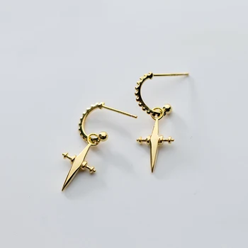 

MloveAcc 925 Sterling Silver Simple Faith Cross Short Drop Earrings for Women Fashion Dangle Earrings Jewelry Gift