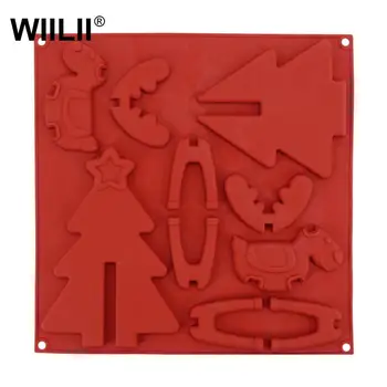 

Christmas Trojan Silicone Chocolate Mold For Cake Decoration Tools DIY Stitching Christmas Tree Cookie Molds Fondant Mould