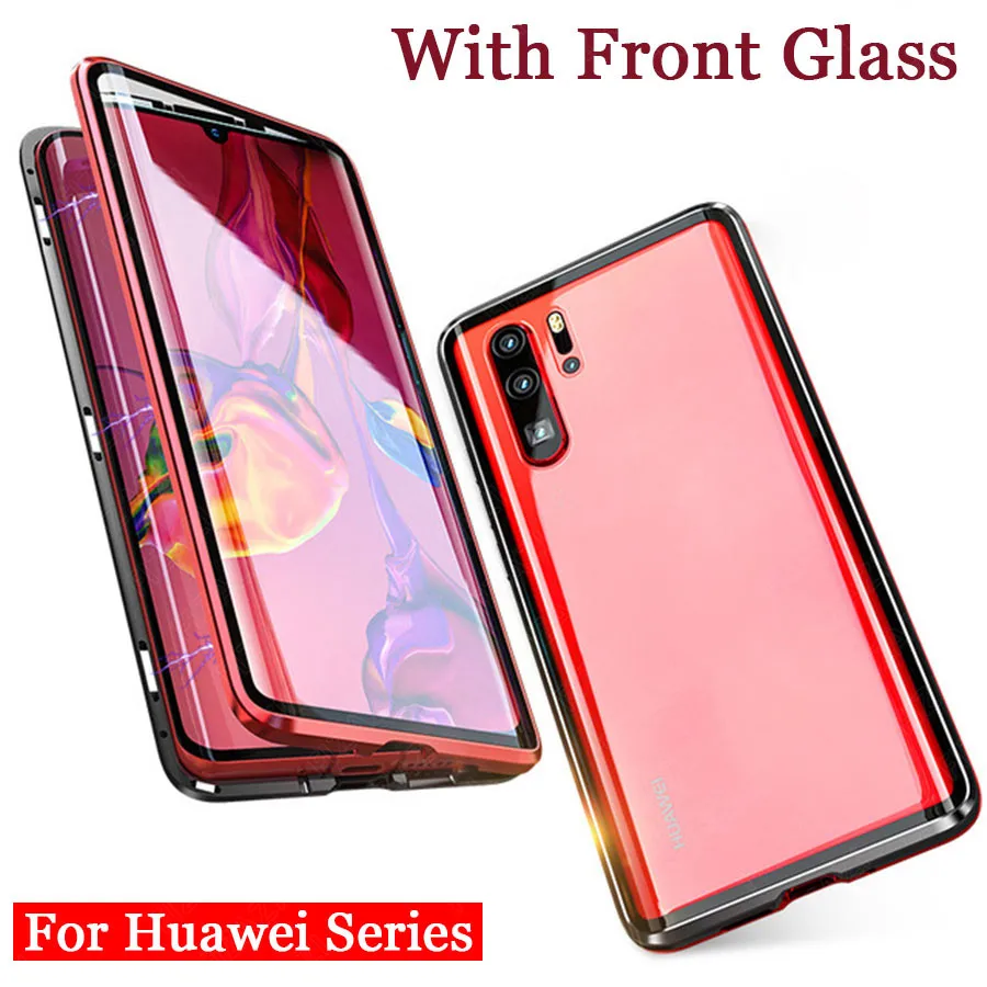

Front Back Tempered Glass + Magnetic Metal Case For Huawei P30 P20 Pro Lite Nova 3 3i 4 Honor 20 Pro 10 Lite 9X 8X P Smart 2019