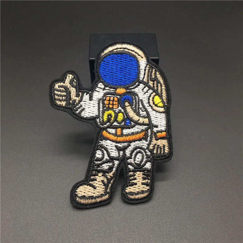 

Space Explorer Size: 5.5*7.3cm Embroidery Patch Iron Sticker On Clothes Stripes Appilues Diy Jacket Jeans Backpack Camping