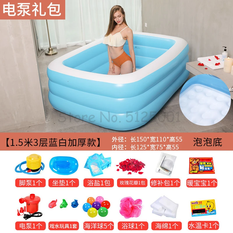 Domestic Inflatable Bathtub Can Be Folded To Thicken Adult Body Bath Tub Insulation Bath Artifact Bath Tub Bathtub Bag - Цвет: Черный