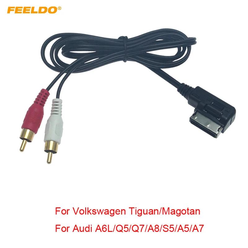 FEELDO 10 шт. автомобиля MDI/AMI интерфейс для 2 RCA Мужской AUX кабель Audi Volkswagen аудио музыка