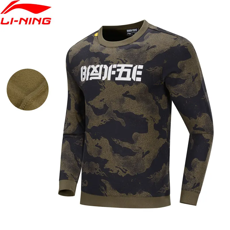  Li-Ning Men BAD FIVE Sweatshirts Regular Fit 65%Polyester 35%Cotton LiNing li ning Warm Fleece Sports Pullovers AWDP625 MWW1629 