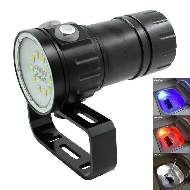 

Underwater Video Photography Flash Light 10*L2+4*Red+4*Blue Light Diving Torch Waterproof 18650 Camping Linterna for Hunting