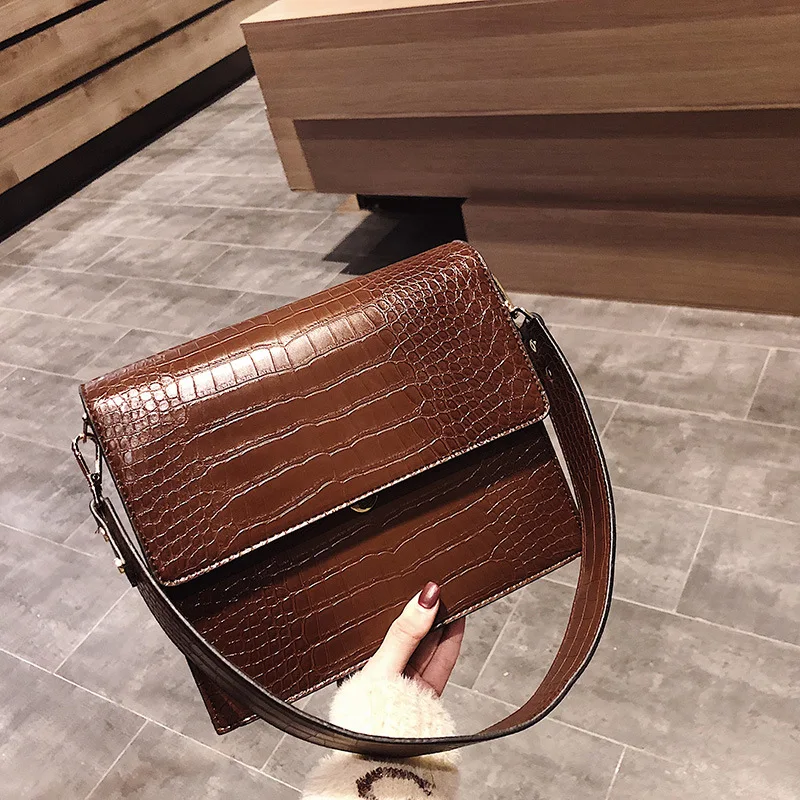 

2020 Spring New Style Crocodile Pattern/Tabby Gradient Color Generous Bag Lock Shoulder WOMEN'S Bag
