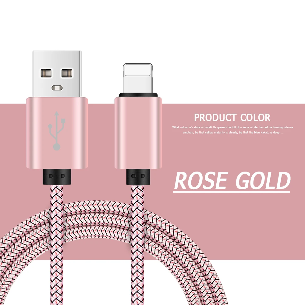 Дракон шаблон USB кабель Быстрая зарядка загрузки синхронизации анти-электричество ручной работы нейлоновый тканый шнур для samsung iPhone Lightning Micro - Цвет: Rose Glod