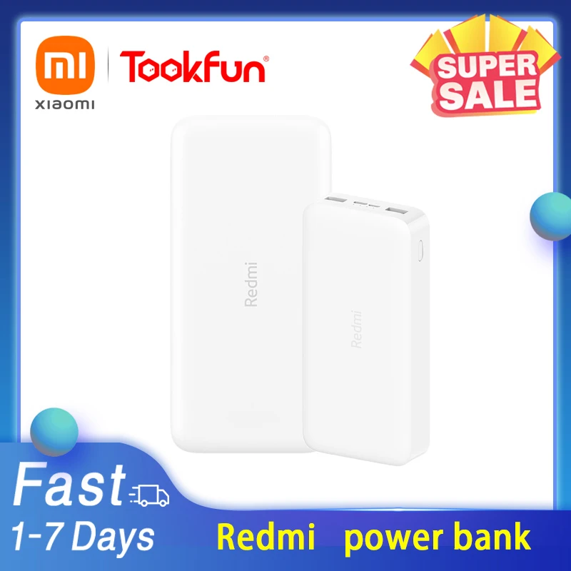 pocket power bank Xiaomi Redmi Power Bank 10000 / 20000mAh USB-C 74Wh 3.7V Two-Way 18W MAX Quick Charge Dual Input Output Charger External Battery portable cell phone charger
