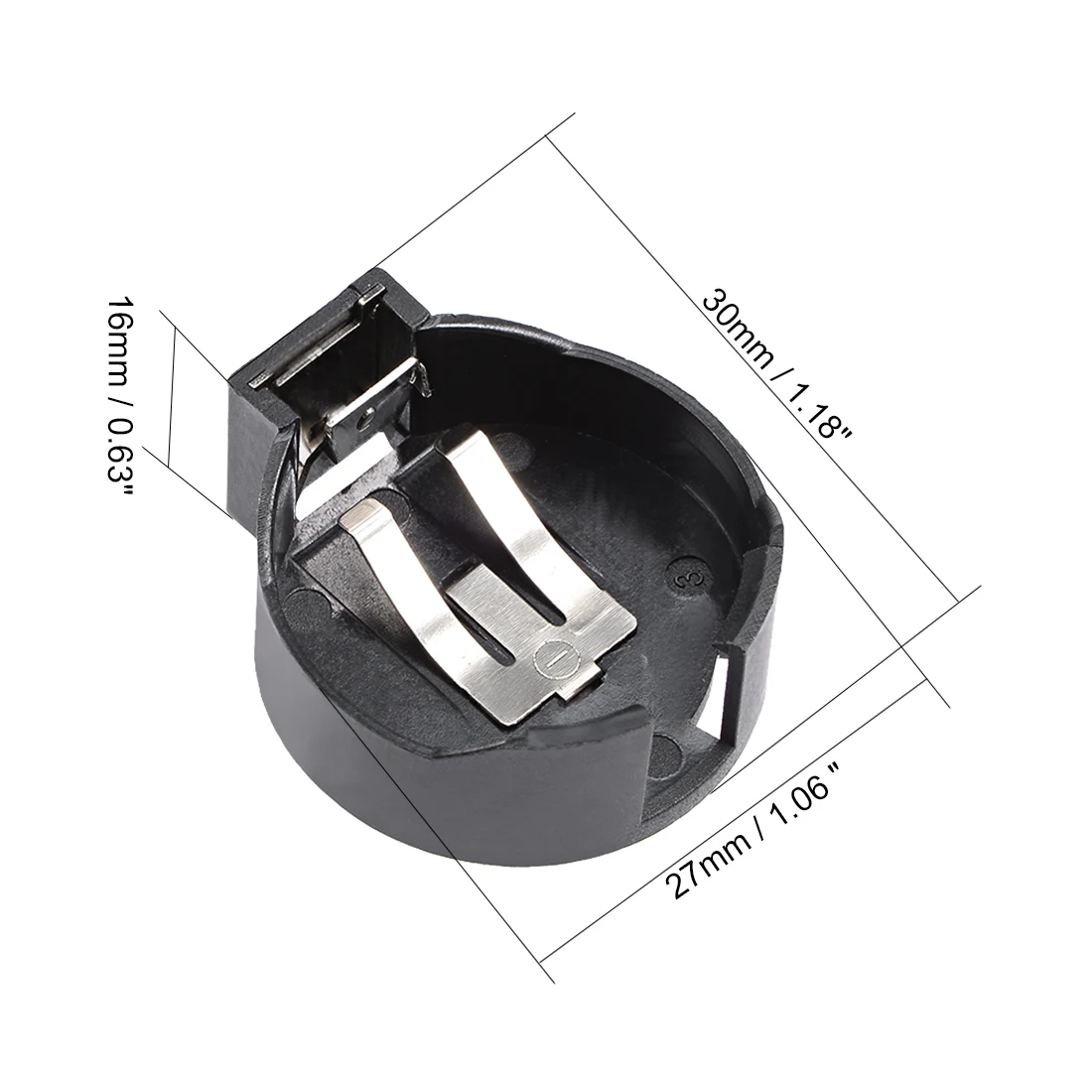 

uxcell 5 Pcs CR2477 BS-2477 2 Terminals Horizontal Coin Button Battery Holder Black Container Case