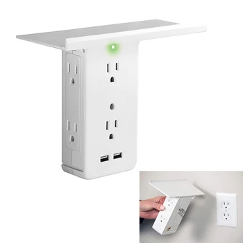 

Switch Socket Rack Socket Shelf 6 Electrical Outlet Extenders 2 USB Charging Ports Removable Built-In Shelf Drop Shipping