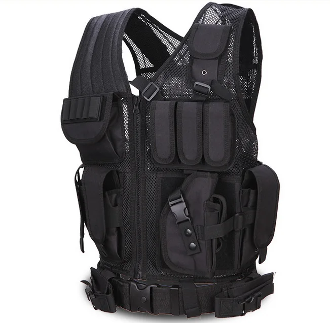 

Multi-functional Combat Waistcoat Black And White with Pattern Tactical Vest CS Field Operations Equipment Outdoor Mesh Breathab