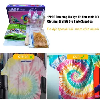 

12PCS DIY Clothing Graffiti One-step Tie Dye Kit Non-toxic Dye Party Supplies For Family Entertainment KIDS SAFE