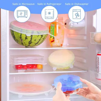 

Silicone Stretch Lids -6pcs of Various Sizes Cover for Bowl,Reusable Silicone , vegetables and fruit plate cans can all be used