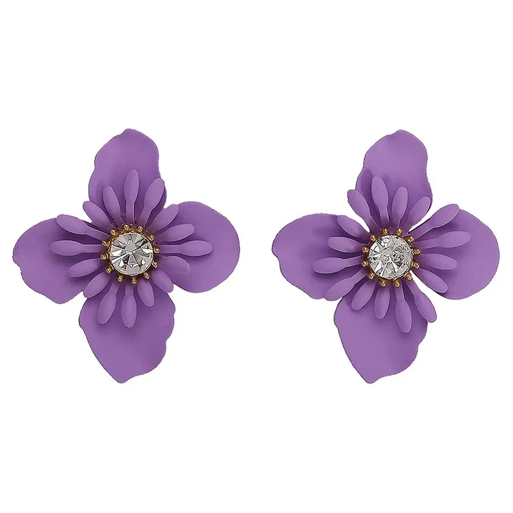 purple 6 Girlgo брендовая одежда в богемном стиле с большим цветком серьги-гвоздики с эпоксидной смолой для Для женщин Мода бусины висячие серьги дешевые ювелирные изделия, ювелирные изделия: модные серьги в форме - Окраска металла: purple 6