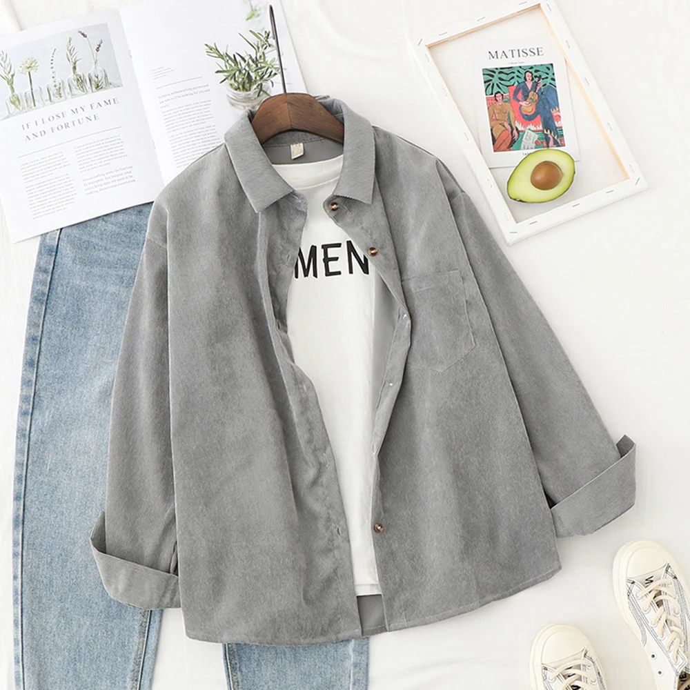 KANCOOL Hot Sale Women Casual Blouses and Tops Corduroy Shirts 2020 Spring Jackt Open Stitch blusas feminina Women Loose Shirt