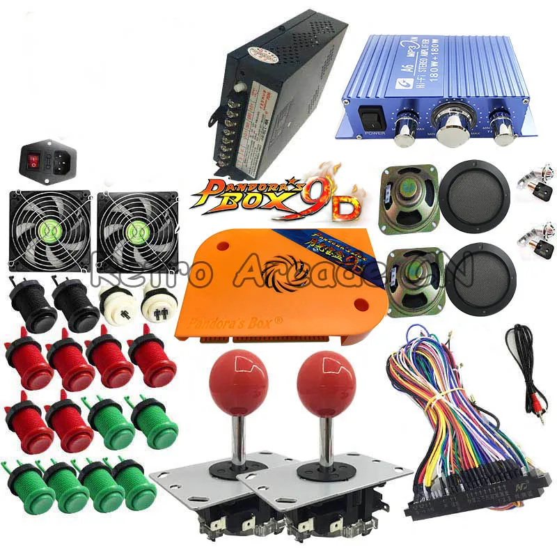 No Coin Box Happ Стиль Pandora box 9D DIY комплект аркадная версия 2222 в 1 Кнопка PCB джойстик блок питания для аркадной манме игровой автомат - Цвет: No Coin Box