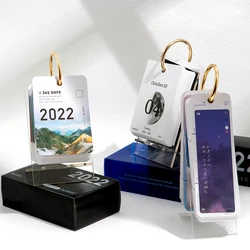 Dimi – Mini calendrier de bureau avec support aclyrique, 365 jours, calendrier de bureau, Table Ins, paysage esthétique, Portable, planificateur, mémo 