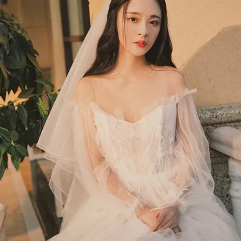 

2020 Vestidos Celebrities Vibrato Sen Wedding Dress 2020 New Bridal Gown, Shoulder Length Trailing, Xian Thin Female Little