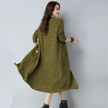 

Women Long Knitted Cardigan Sweater For Femme Women Long-sleeved Korean Loose Cardigans Sweaters Coats New 2019 Autumn Winter
