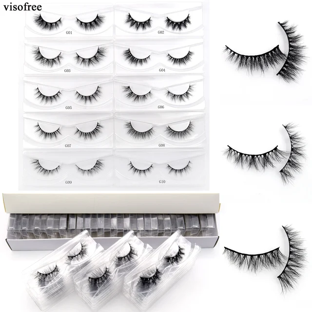 Visofree 30/60/100 Pairs Mink Lashes No Box 3D Mink Eyelashes Short Natural Mink False Eyelash in Bulk Cruelty-free Makeup Lash