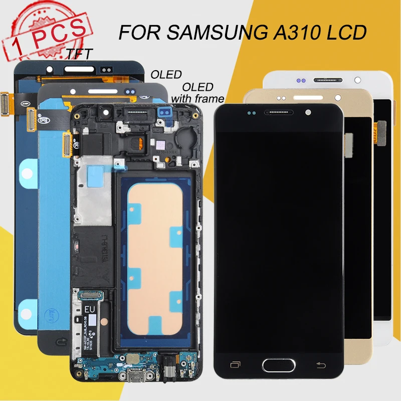 Dinamico акция для samsung Galaxy A3 Lcd A310 Дисплей Lcd кодирующий преобразователь сенсорного экрана в сборе A310F дисплей с рамкой