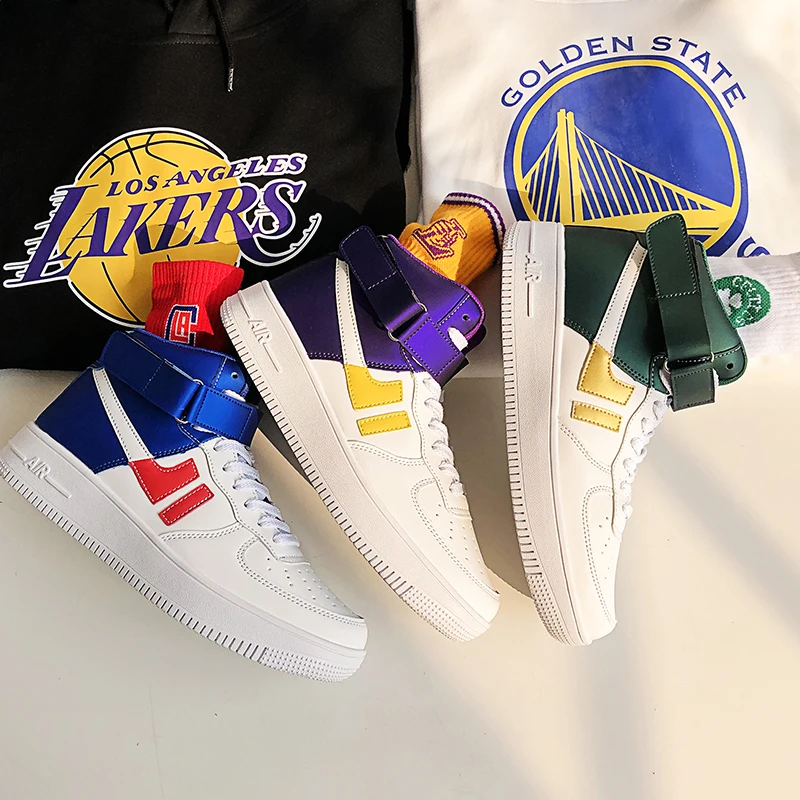 Lakers Clippers Celtics Force 1 Ретро Мужские баскетбольные кроссовки Карри Uptempo Kyrie 4 Boot Молодежные уличные кроссовки на платформе для мальчиков