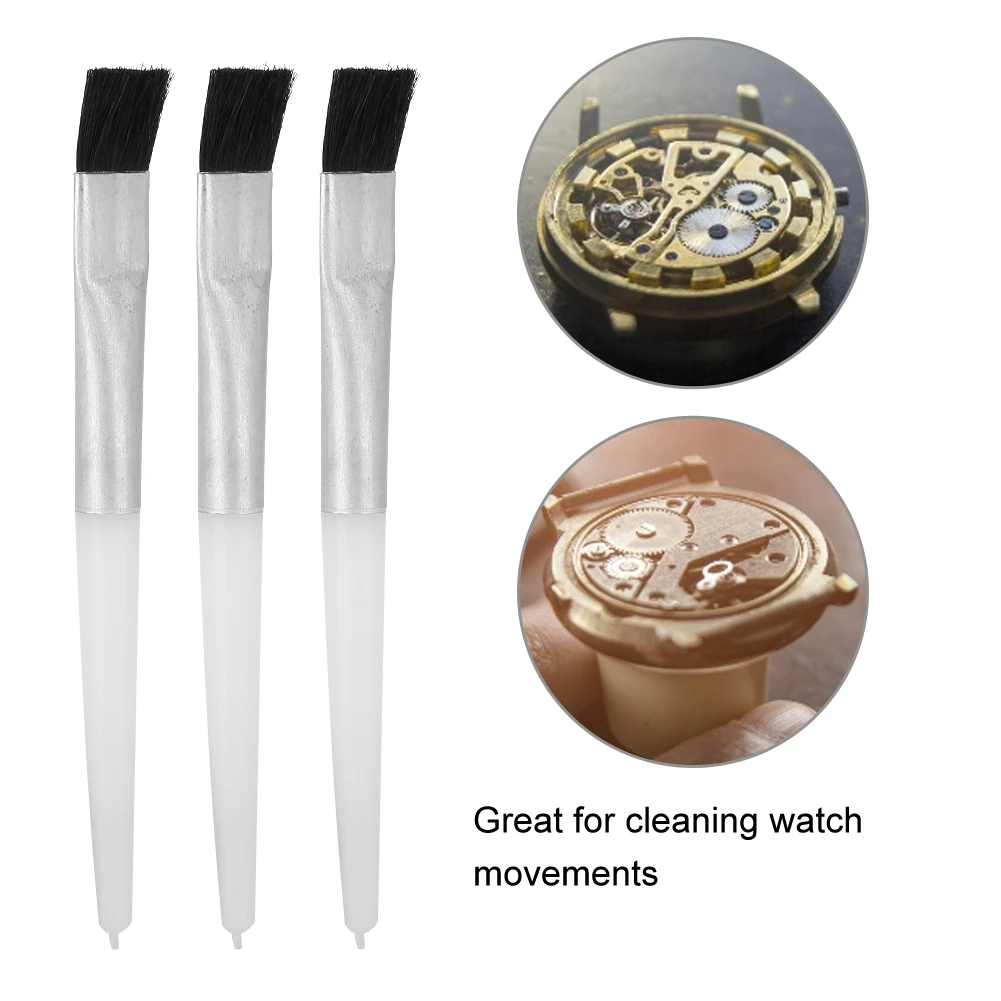 3Pcs Watch Cleaning Brush Watch Small Parts Watch Movement Cleaning Soft Brush Watch Repair