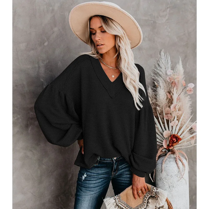 

Casual Winter Autumn Women Sweaters 2020 Ladies Sweater Solid Color V Neck Women Blouses Long Sleeve Pullover Knitted Sweater