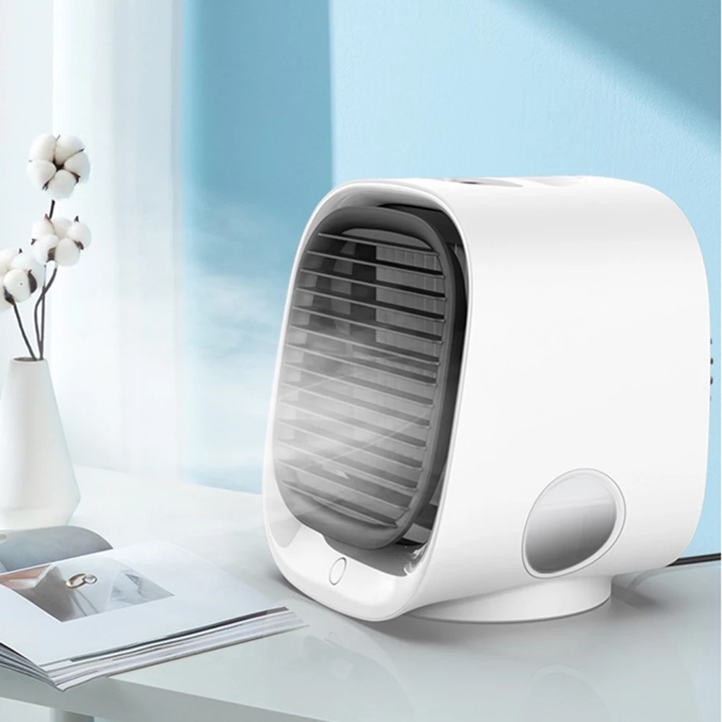 USB Mini Desktop Air Conditioner with Night Light Water Cooling Fan Humidifier Purifier Multifunction Summer Air Cooling Fan