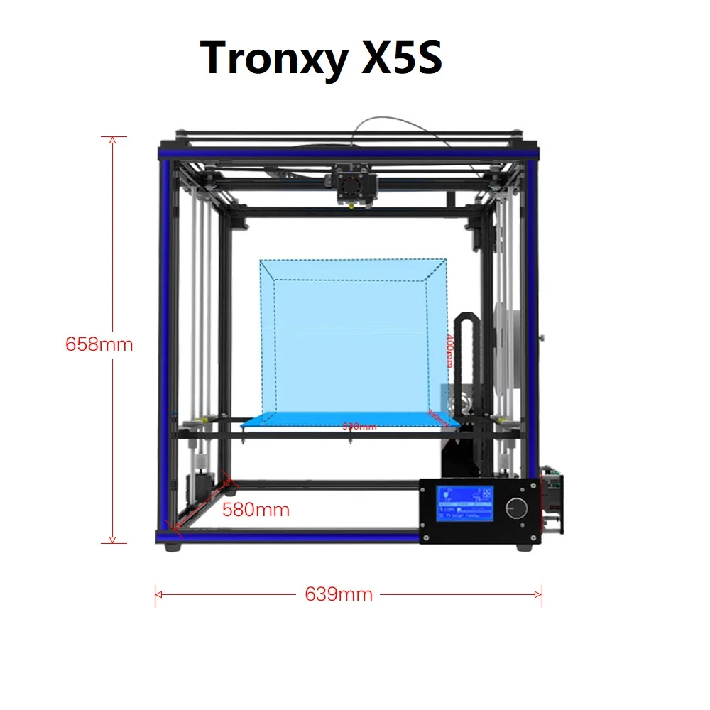 X5S Tronxy X5SA DIY 3d принтер Наборы двойной оси Z Большой размер печати 330*330*400 мм с LCD12864 экран металлическая рамка высокая точность - Цвет: X5S