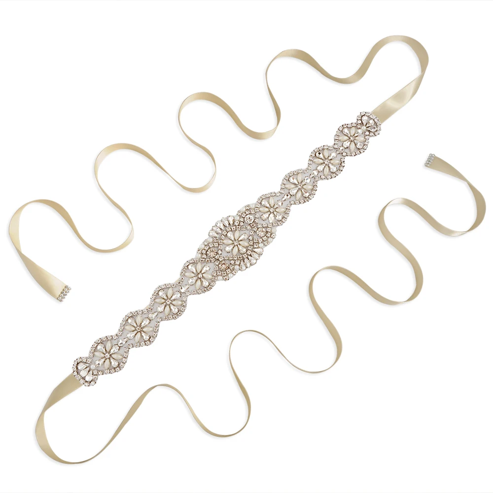 champagne TRiXY S161-PRO, женские кристаллы, стразы, пояс для невесты, аксессуары для свадебного платья, свадебные пояса, украшение для невесты - Цвет: champagne