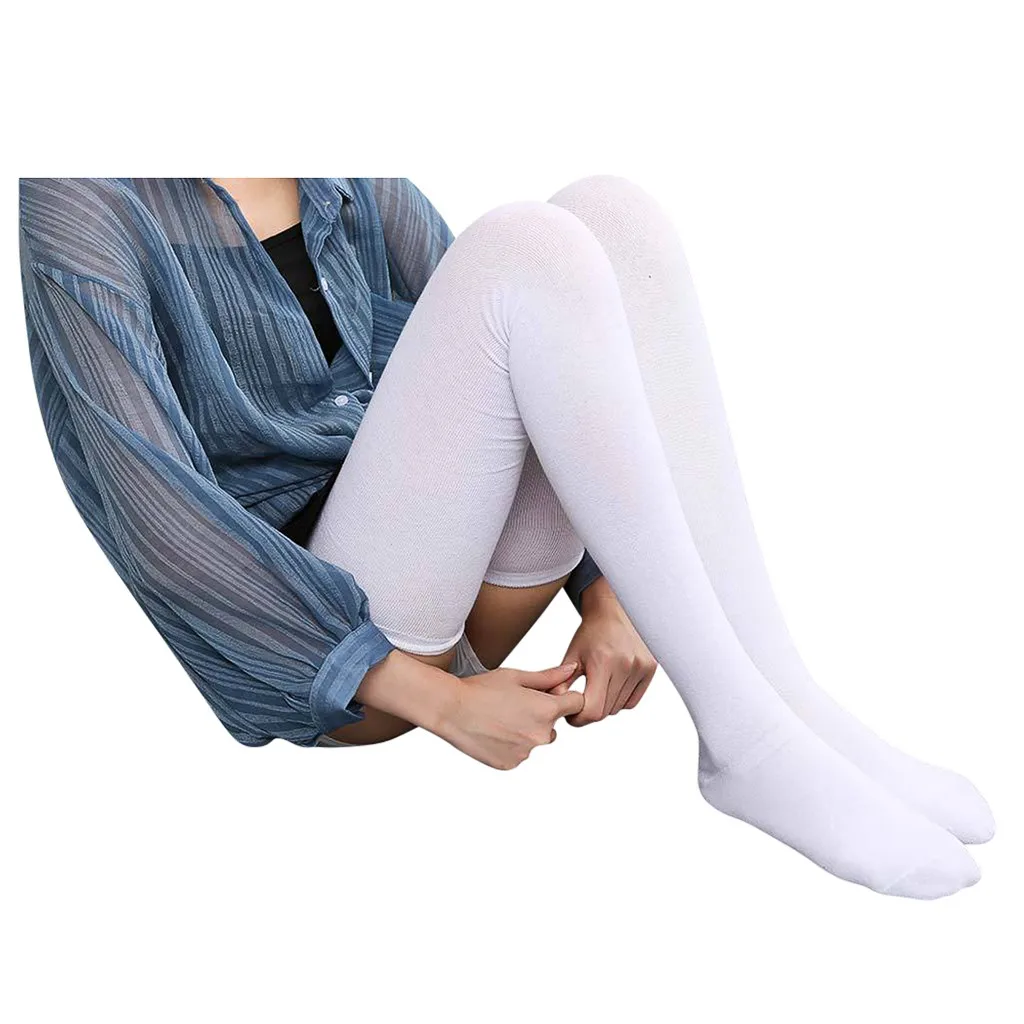 Women Socks Stockings Warm Thigh High Over the Knee Socks Long Cotton Stockings medias Sexy Stockings medias sexy muslo mujer - Цвет: White