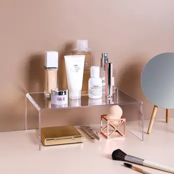 

Transparent Single Layer Cosmetic Storage Rack Desktop Remote Holder Home Office Stationary Books Files Storage Shelf