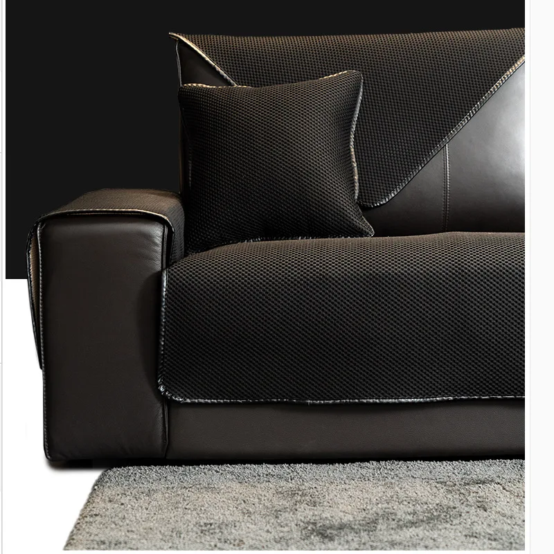 Simple Multi color Sofa Cover for Leather Sofa Special Cushion Non Slip Full Package Solid Color