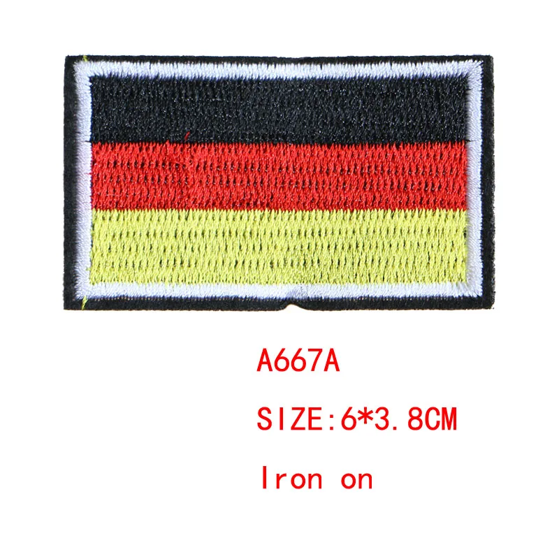 2 Pcs National flags icon Embroidered Iron on Patches for Clothing DIY Stripes Clothes Patchwork Stickers Custom Badges - Цвет: A667A