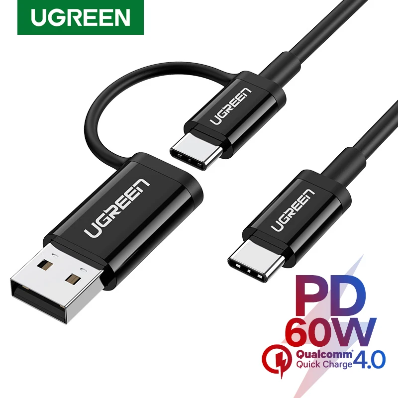 Кабель Ugreen USB C к usb type для samsung Galaxy S9 S8 PD60W кабель быстрой зарядки Macbook Pro iPad шнур USB-C |