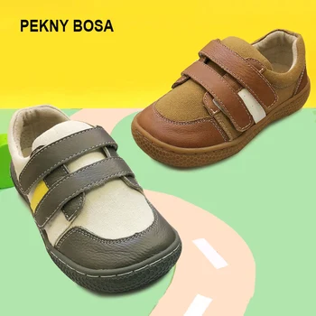 

PEKNY BOSA toddler big kids shoes for boys sneakers girls leather shoes fexible sole barefoot school shoes children moccasins