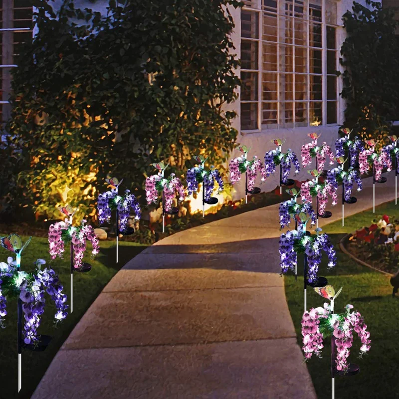 HOT-2 Pcs Solar Garden Lights Outdoor Christmas Butterfly LED Solar Powered Landscape Lights for Pathway Yard Patio Deck Walkway