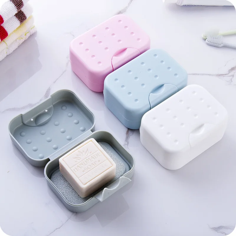 

Travel Portable with Lock with Cap Soap Dish Sealed Waterproof zao jia with Water-Absorbing Sponge Mat Face Wash Soap Box